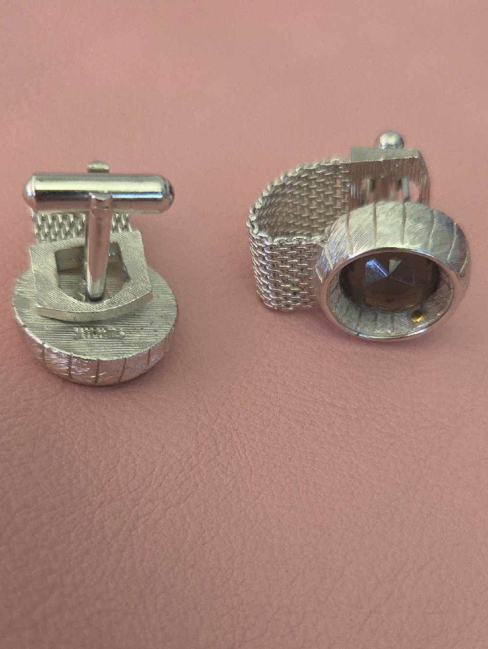 Swank Silver-tone Men’s Cufflinks with Faceted Stone